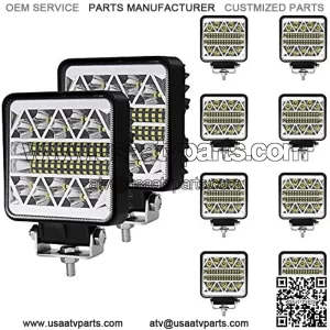 4 Inch Trucks LED Work Lights for Tractor10Pcs Square Ph-iLip LED Light Pods 15000LM Spot Flood Combo Off Road Driving LED Light Bar Waterproof for Truck Tractor UTV ATV Golf Cart