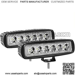 LED Light Bar 2PCS 18W 6Inch Flood LED Pods Offroad Led Work Light Driving Light Fog Light Boat Light Waterproof for SUV ATV 4WD Car Truck Golf Cart 12V 24V