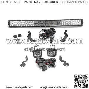 Compatible with Polaris RZR XP 1000 900 Models Upper Roof 32 inch 180W Combo Beam LED Curved Light Bar Mount Bracket Kit + 4 inch 60W Side Shooter Led Pod Pillar Mount Brackets with Wiring Kit