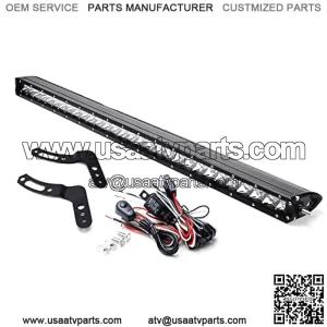 Roof Mount 30-Inch LED Light Bar Kit Compatible with 2011-18 Polaris RZR XP 800 900 1000, Include 150W Single-Row LED Lightbar, Front Rollbar Fit Bracket Mounts & On/Off Switch Wiring Kit