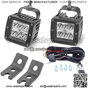 Backup Rear Pillar 2x 18W Cube Lights Mount Brackets  Wiring Kit Compatible with Polaris RZR XP 1000/Turbo 900 2015-2022