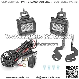 2pcs 4 Inch 18W RZR LED Spot Light Pods, with Rocker Switch Wiring Kit and A-Pillar Roll Cage Mounting Brackets Compatible with Polaris RZR XP 1000/800 2014-2022 & RZR 900 2015-2022