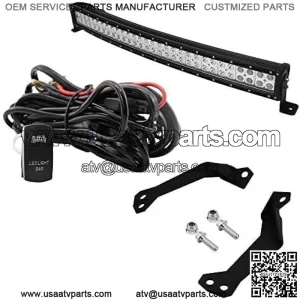 32" 180W Curved LED Light Bar Spot/Flood Combo Beam w/Wiring Kit & Below Roof Mounting Brackets Compatible with Polaris RZR 900 XP1000 Models