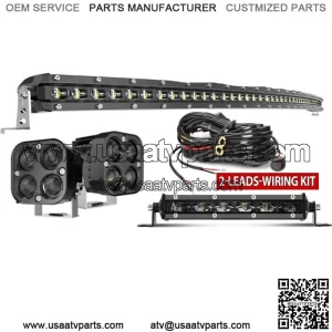 For Can-Am Maverick X3 Upper Roof 50" Curved LED Light Bar +7" +4" Pods Lights
