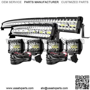 For Can-Am Maverick X3 Upper Roof 52" Curved LED Light Bar +22" +4" Pods Lights