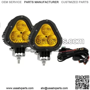 Pair 4" 90W Amber Yellow Pods LED Work Light Bar for Can-am Maverick X3