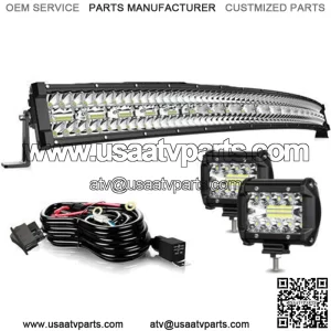 For Can-Am Maverick X3 MAX Turbo 42" Curved LED Light Bar Roof + 4" Cube Pods