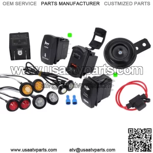 UTV Turn Signal Horn Street Legal Kit For Polaris SxS UTV ATV Can-Am Maverick X3
