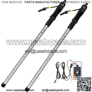 2PCS 3FT LED Whip Lights Antenna Flag Pole Quick Release Base for ATV UTV RGB