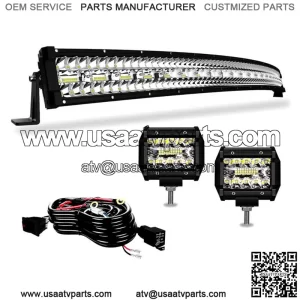 Roof 50" Curved LED Light Bar Combo +4'' Pods Wire fit Can-am Maverick X3 max
