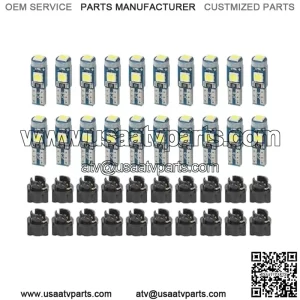 20Pcs T5 LED Bulbs,Dash Lights Super Bright Light,Dashboard Lights LED Bulb with Twist Lock Socket,Car Accessories 3030-3SMD High Light Bulb for Car Map Vanity Mirror Glove Box (white)