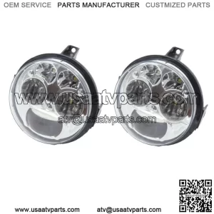 Pair Chrome LED Headlights 4 inch Compatible with Kawasaki Brute Force 750/Teryx (For: More than one vehicle)