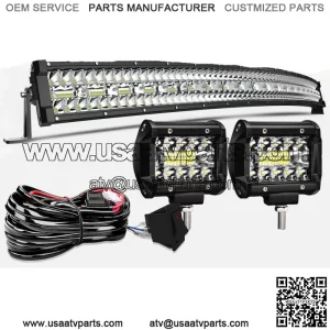 For Kawasaki Teryx 800 750 Mule 610 4010 Roof 50" LED Curved Light Bar+ 4" Pods (For: More than one vehicle)