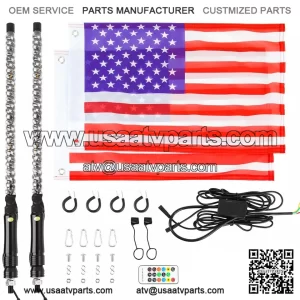 2FT RGB Spiral LED Whip Lights Antenna W/Flag For CFMOTO ZFORCE 600 800 950 1000