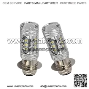 2Pcs 80W Super White LED Bulbs P15D H6M for ATVS YFM350 400 450 660 700 Raptor Blaster 200 350 YFZ 450 TRX 400EX LTZ400