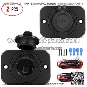 2 Pack Car Cigarette Lighter Socket DC 12V Waterproof Power Outlet Adapter Replacement with Terminals Wires and Screws for Marine Boat Motorcycle, Boat, Car,Truck, RV, ATV,2 Years Warranty