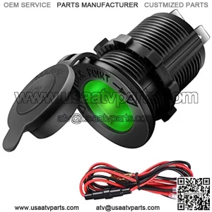Cigarette Lighter Socket Car Marine Motorcycle ATV RV Lighter Socket Power Outlet Socket Receptacle 12V Waterproof Plug (LED Green) by ZHSMS