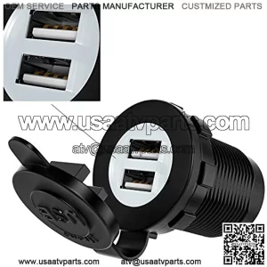 Dual Port USB Car Cigarette Lighter Socket,Quick 3.0 Charge Socket 12-24V Waterproof Marine Charger Power Adapter Outlet Compatible with Boat Motorcycle ATV Bus Truck