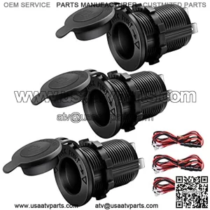 12V Cigarette Lighter Socket Car Marine Motorcycle ATV RV Lighter Socket Power Outlet Socket Receptacle Waterproof Plug 3Pack By MXRS