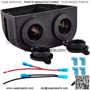 12-24V Dual Cigarette Lighter Splitter Power Adaptor Sockets Combination Accessory Outlet for Car and Marine