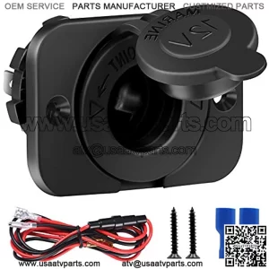 Cigarette Lighter Socket, 12V Female Car Cigarette Lighter Receptacle for Automative Marine Boat ATV Truck RV(Black)