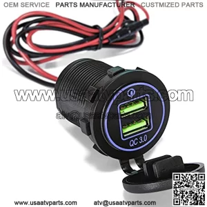Quick Charge 3.0 Dual USB Charger Socket Fast Charger with 10A Fuse Wire DIY kit LED Blue for Car Boat Marine Motorcycle Truck RV