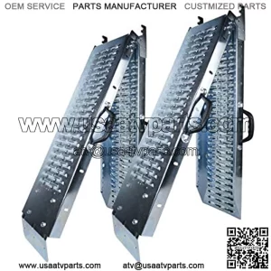 Twin Pack Foldable Loading Ramp Galvanized Steel Portable Scooter Quad ATV 73x8.8 1000lbsPair