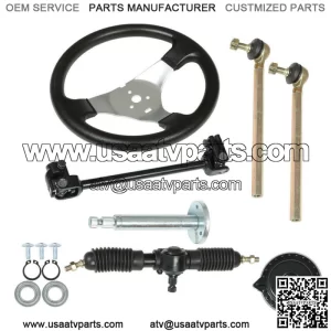 Steering Wheel Steel Kit Gear Rack Pinion Adjustable Shaft Set 110cc Go Kart ATV