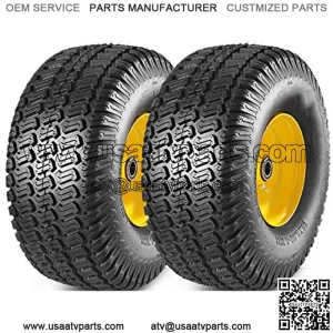 2 Pcs Lawn Mower Tires 15x6.00-6 with Wheel for Riding Mowers, 3" Offset Hub Long with 3/4" bearings