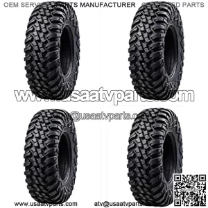 Four (4) Heavy Duty 8 Ply Radial DOT UTV/ATV Tires - 25x8-12 & 25x10-12, Black