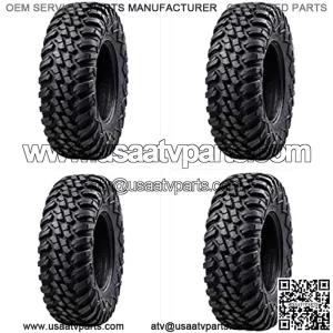 Four (4) Heavy Duty 8 Ply Radial DOT UTV/ATV Tires - 26x9-14 & 26x11-14 Black 26x14