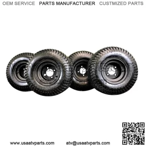 8" MATTE BLACK STEEL GOLF CART WHEELS AND 18X8.50-8 TURF 4 PLY TIRES (SET OF 4)