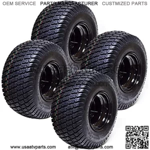 Set of 4 18x8.50x8 ATV Golf Go Cart Lawn Mower Tractor P322 Turf Tire Rim Assembly Black Steel Wheels 18" All Terrain Tires Compatible with EZGO Club Car Yamaha E-Z-GO Golf Cart
