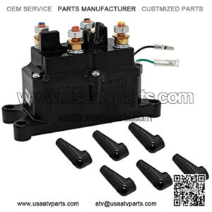 Winch Solenoid Relay 12V 250A Contactor with 6 Protecting Caps for 4x4 Vehicles UTV ATV Winch Solenoid Compatible with ATV UTV 1500lb 2000lb 5000lb Polaris 800 1000