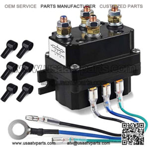12V 250A Winch Solenoid Relay Contactor with 6 Protecting caps Universal for ATV UTV 2000-5000lbs Winch