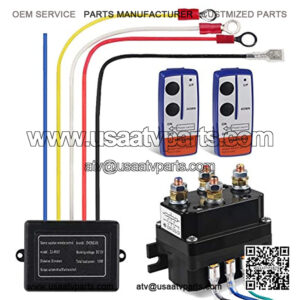 12V 250A Winch Solenoid Relay Contactor+2pcs Wireless Winch Remote Control Kit with 6 Protecting caps Universal for Truck Jeep ATV SUV 2000-5000lbs Winch