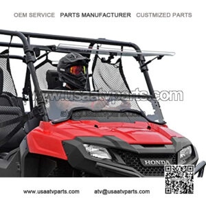 SuperATV Scratch Resistant Flip Windshield for 2014+ Honda Pioneer 700/700-4 | Made in USA | 250 Times Stronger than Glass | Can be set to Open, Vented, or Fully Closed!