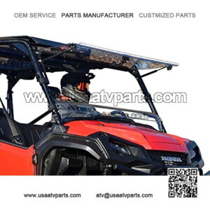 SuperATV Scratch Resistant Clear Flip Windshield for 2016+ Honda Pioneer 1000/1000-5 | Hard Coated on both sides for Extreme Durability | Can be Set to 3 Different Settings!
