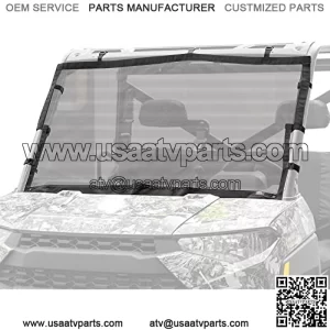 KEMIMOTO UTV Soft Window Anti-UV Breathable Net Mesh Front Windshield Compatible with 2018-2023 Polaris Ranger 1000 XP/CREW, 2013-2019 Ranger 900/XP Sunshade Soft Wind Screen Accessories No Flapping