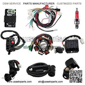 Complete Wiring Harness kit With Electrics Stator Coil CDI Wiring Harness Solenoid Relay Spark Plug For ATV Quad 4 Four Wheelers 150CC 200CC 250CC Go Kart Dirt Pit Bikes by KAKO