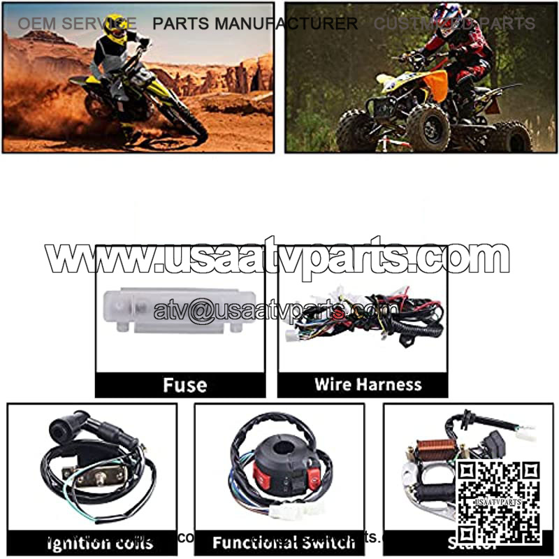 Complete Electrics Wiring Harness Stator Coil CDI Solenoid Relay Spark Plug For 4 wheelers Stroke ATV 50cc 70cc 110cc 125cc Pit Quad Dirt Bike Go Kart By - Image 3
