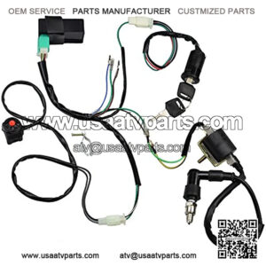 Wire Harness Wiring Loom CDI Ignition Coil Spark Plug Rebuild Kit for 50cc 70cc 90cc 110cc 125cc Stator CDI Coil ATV Quad Bike Buggy Go Kart