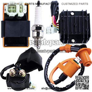 High Performance Racing GY6 Ignition Coil Voltage Regulator Rectifier Solenoid Relay 6 Pin AC CDI Spark Plug Kit for 50cc 125cc 150cc ATV Quad Go Kart Moped Scooter