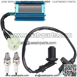 Tvent GY6 Ignition Coil + 6 Pins AC CDI Box Spark Plug Replacement for Gy6 139QMB 152QMI 157QMJ 150cc 125cc 50cc Scooter Moped ATV Go Karts