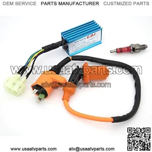 High Performance Racing Ignition Coil with 6 Pins CDI, 3 Electrode Spark Plug for Chinese 50cc 125cc 150cc Gy6 Moped Quad Scooter ATV - GY6 150cc Performance Parts - CDI Box for 50cc Scooter