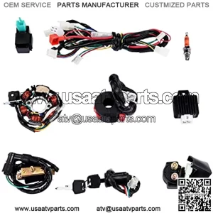 Complete Electrics Stator Coil CDI Wiring Harness Spark Plug Quad Wire Harness Set For 50cc 70cc 90cc 110cc 125cc 4 Stroke ATV Bike Buggy