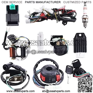 Complete Electrics Wiring Harness Stator Coil CDI Solenoid Relay Spark Plug For 4 wheelers Stroke ATV 50cc 70cc 110cc 125cc Pit Quad Dirt Bike taotao Go Kart By AUTOMOTIVE