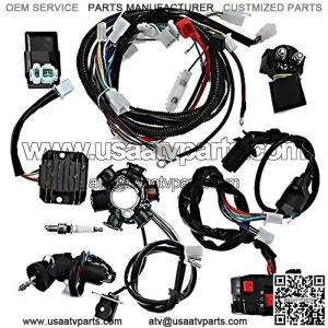 Complete Wiring Harness Electrics Wire Loom Kit CDI Rectifier Ignition Coil Magneto Stator For GY6 125cc 150cc ATV Quad Go Kart Scooter