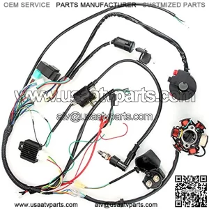 Quad Wire Harness, CDI Wire Harness Assembly Wiring Set For 50cc 70cc 90cc 110cc 125cc Chinese ATV Electric Stator CDI Coil ATV Quad Bike Buggy Go Kart