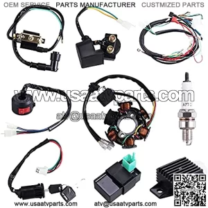 Complete Electrics Stator Coil CDI Quad Wiring Harness Solenoid Relay Spark Plug for 4 Wheelers Stroke ATV 50cc 70cc 90cc 110cc 125cc Pit Quad Dirt Buggy Bike Go Kart Parts by AUTOMOTIVE